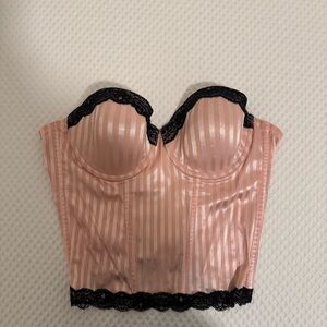Elegant Pink and Black Lace Bustier